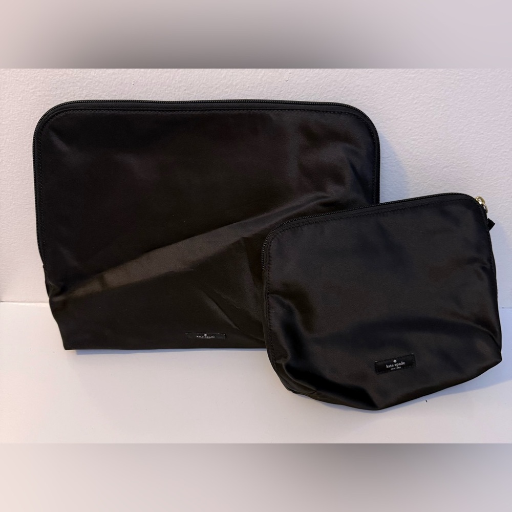 Kate Spade Pouch Black Travel Bag Clutch Nylon Lot of 2 NWOT‎